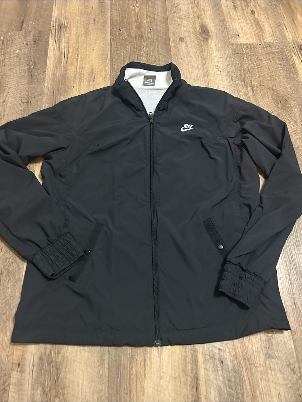 Nike Sportswear Black Windbreaker Jacket with White Logo